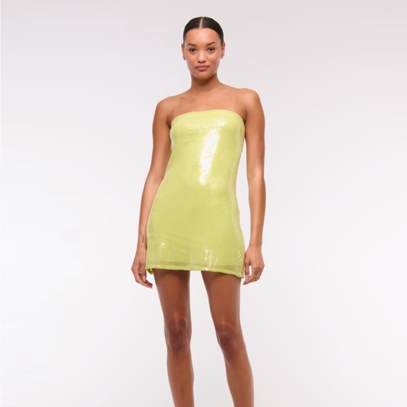 Lime Green Sequin Mini Dress - Picture 1 of 5